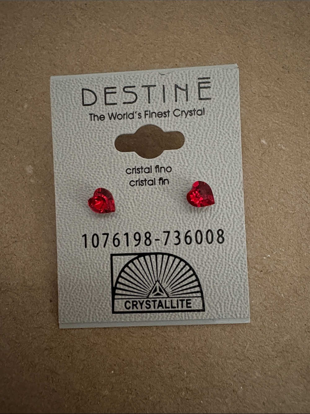 Destine Red Crystal Heart Stud Earrings